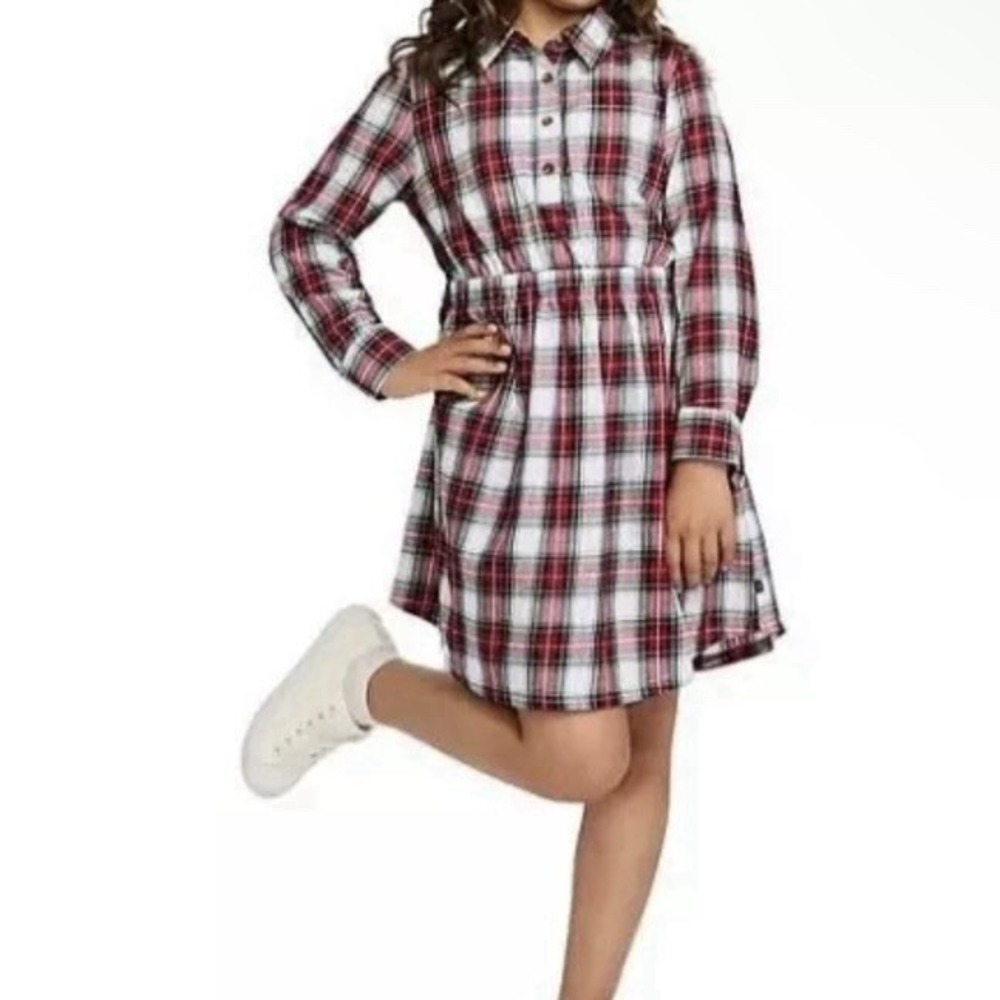 Gap Kids Girls Plaid Flannel Dress Knee Length Long Sleeve 14/16